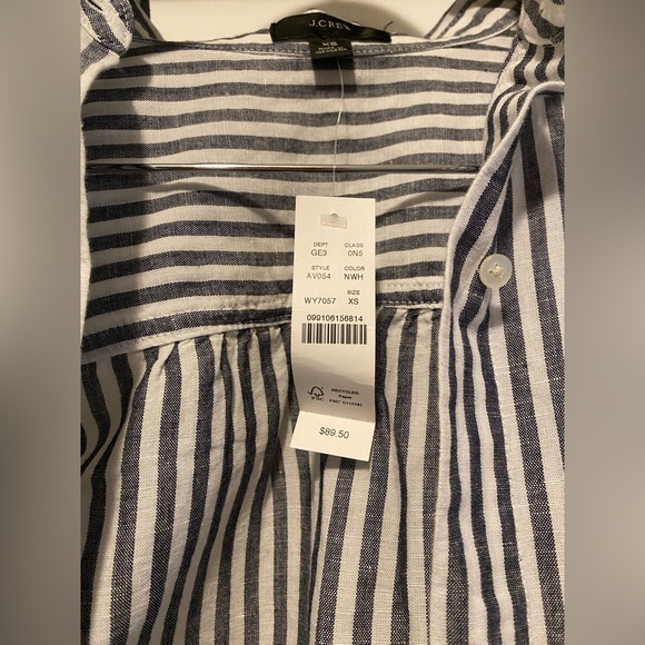 J Crew Linen-cotton beach shirt in stripe XS NWT - Picture 4 of 4